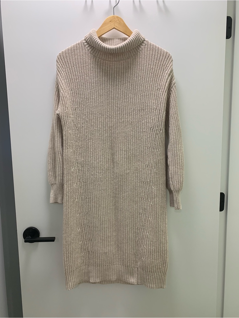 GAP Cream Ribbed Turtleneck Sweater Dress